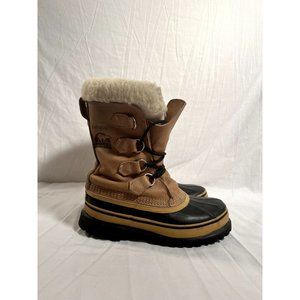 Sorel Caribou Snow Boots Womens 7 Tan Wool Lined Boots
